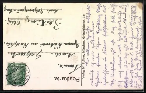 Künstler-AK Bavaria mit Ruhmeshalle