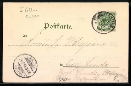 Lithographie Koblenz, Kaiser Wilhelm Denkmal am Deutschen Eck