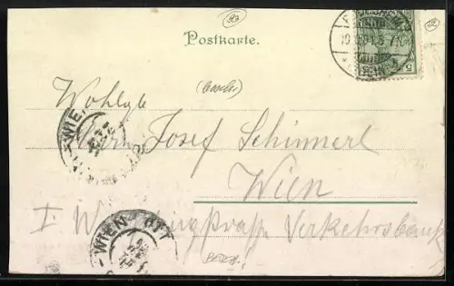 Lithographie Rüdesheim am Rhein, National-Denkmal, Blick auf Mäusethurm, Ehrenfels u. Rossel, Schloss-Rheinstein