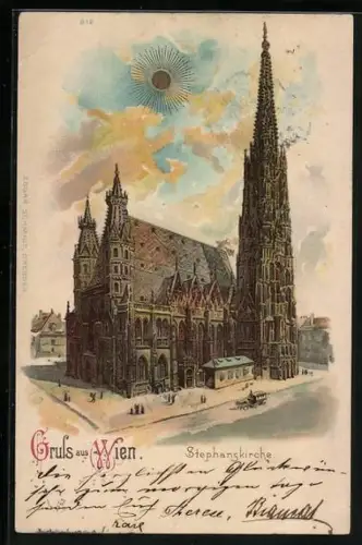 Sonnenschein-AK Wien, Sonne über der Stephanskirche