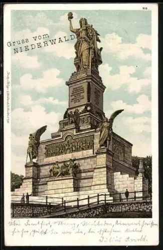 Lithographie National-Denkmal auf dem Niederwald