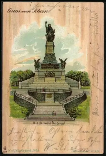 Künstler-AK Rüdesheim a. Rhein, Niederwald-Denkmal