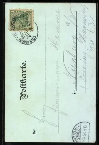 Künstler-AK Rüdesheim a. Rhein, Niederwald-Denkmal