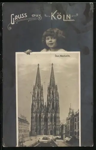 AK Köln, Westseite des Doms