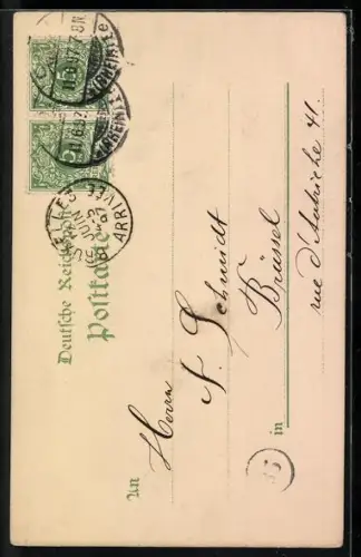 Lithographie Cöln, Blick auf den Dom