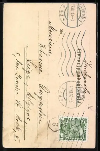 Lithographie Wien I, Stephansplatz, Stephansdom, schwarzer doppelköpfiger Adler