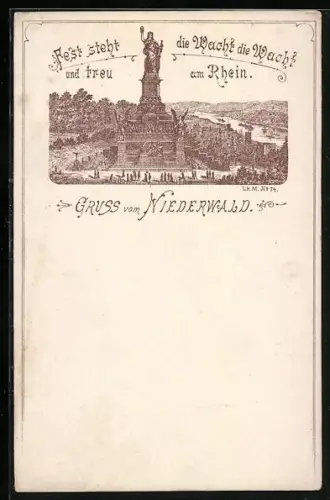 AK Niederwald, National-Denkmal, Fest steht und treu die Wacht die Wacht am Rhein