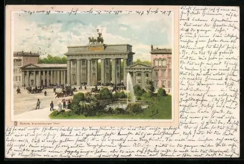 Künstler-Lithographie Themistokles von Eckenbrecher: Berlin, Brandenburger Tor