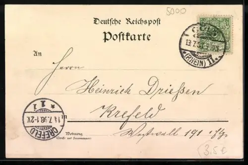 Lithographie Köln, Blick zum Dom, Wappen