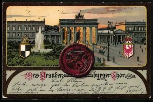 AK Berlin, Brandenburger Tor mit Wappen