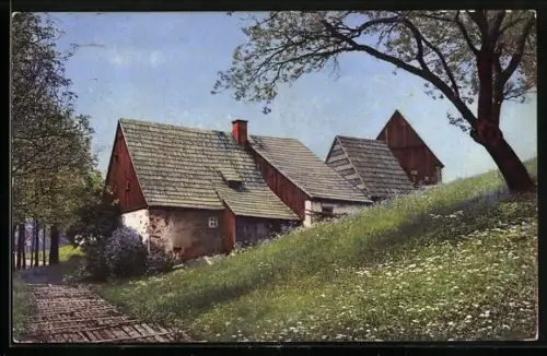 AK Photochromie NR: 3436, altes Berggebäude im Erzgebirge
