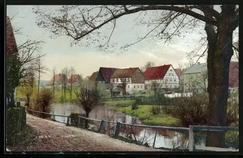 AK Photochromie Nr. 1345: Fachwerkhäuser und Bach
