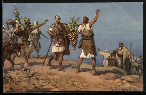 Künstler-AK Bilder aus der Bibel, Die Kundschafter kehren aus Kanaan zurück