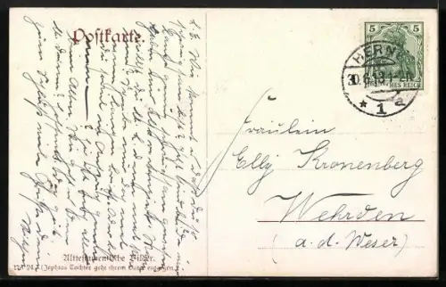 Künstler-AK Bilder aus dem Alten Testament, Jephtahs Tochter geht ihrem Vater entgegen