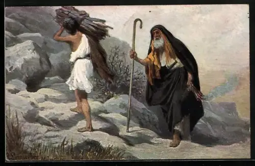 Künstler-AK Die heilige Schrift, Aufopferung Isaak's