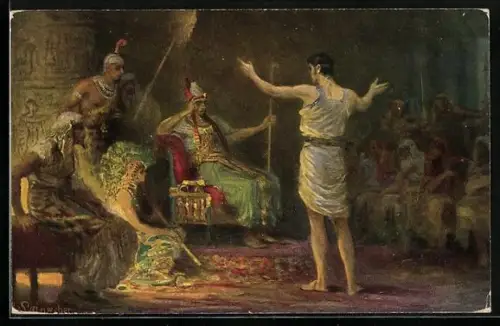 Künstler-AK Bilder aus der Bibel, Joseph deutet Pharaos Träume