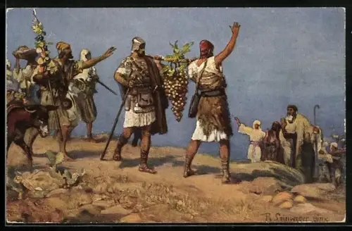 Künstler-AK Bilder aus der Bibel, Die Kundschafter kehren aus Kanaan zurück