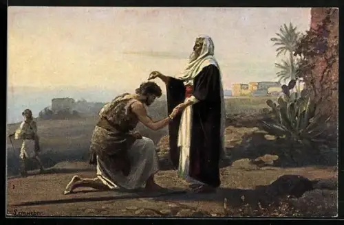 AK Alttestamentliche Bilder - Samuel salbt Saul zum König