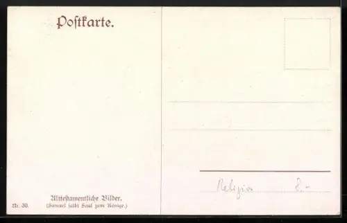 AK Alttestamentliche Bilder - Samuel salbt Saul zum König