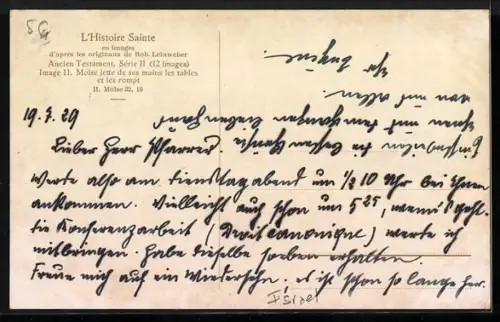 AK Bibelszene, Moses zertrümmert die Tafeln mit den 10 Geboten