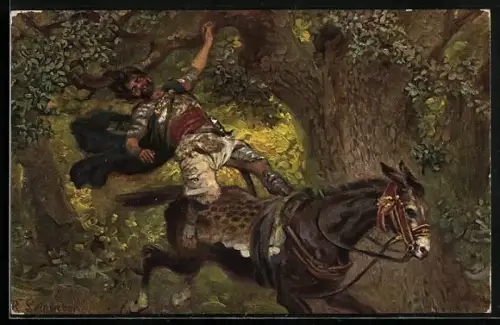 Künstler-AK Bilder aus dem neuen Testament, Absalom`s Ende