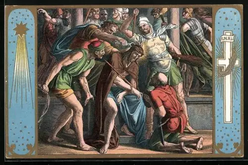 AK Jesus mit Dornen gekrönt, geschlagen und verhöhnt