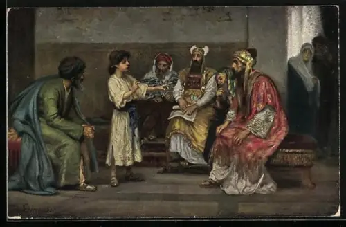 Künstler-AK Der 12-jährige Jesus im Tempel, Bild aus dem Neuen Testament
