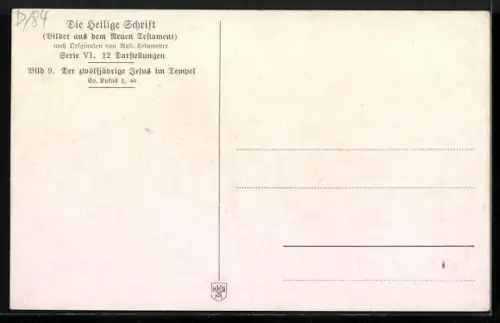 Künstler-AK Der 12-jährige Jesus im Tempel, Bild aus dem Neuen Testament