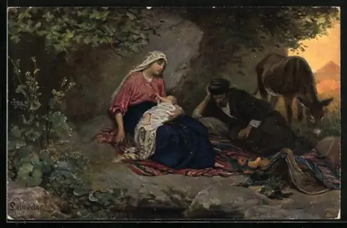 AK Rast auf der Flucht nach Aegypten