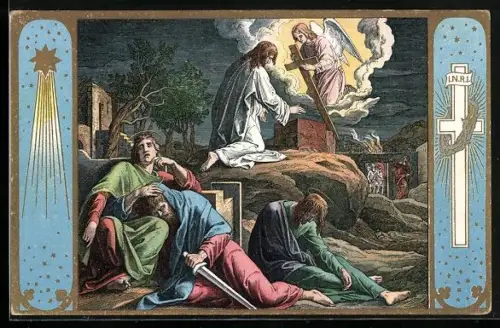 Künstler-AK Gethsemane, Jesu Seelenkampf, Bibel