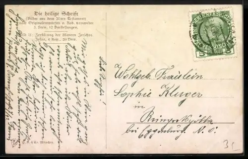 Künstler-AK Altes Testament, Zerstörung der Mauern Jerichos