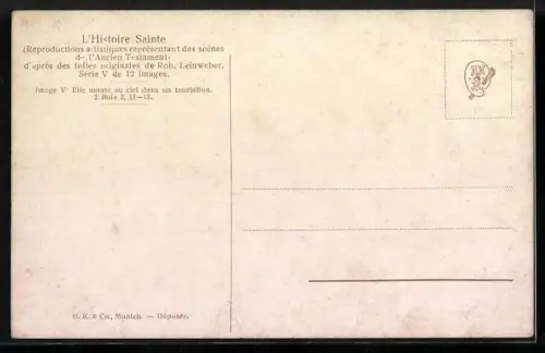 Künstler-AK Die heilige Schrift, Altes Testament, Elias fährt im feurigen Wagen gen Himmel