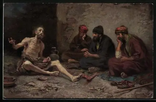 Künstler-AK L'Histoire Sainte, Ancien Testament, Maladie et patience de Job