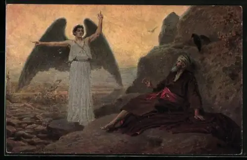 AK Der Engel des Herrn erscheint dem Propheten Elias