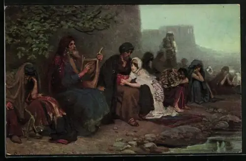 Künstler-AK Alttestamentliche Bilder, Wehklage der Gefangenen zu Babel