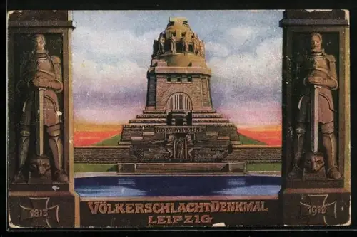 AK Leipzig, Völkerschlachtdenkmal, offizielle Postkarte zur Weihe des Denkmals 1913