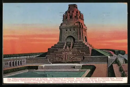 AK Leipzig, Völkerschlachtdenkmal mit See der Tränen