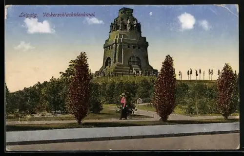 AK Leipzig, Blick zum Völkerschlachtdenkmal
