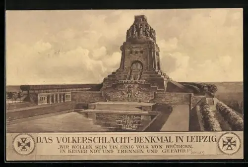 AK Leipzig, Völkerschlachtdenkmal, Wir wollen sein ein einig Volk von Brüdern...