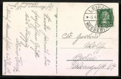 Künstler-AK Leipzig, Völkerschlachtdenkmal, Blick auf die Anlage