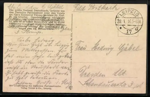 AK Leipzig, Völkerschlachtdenkmal, Vorderansicht