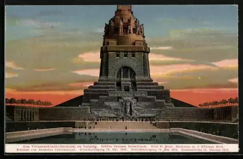 AK Leipzig, Völkerschlachtdenkmal mit Besuchern
