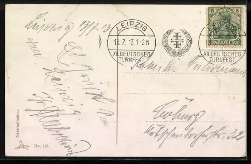 AK Leipzig, Völkerschlachtdenkmal im Abendlicht