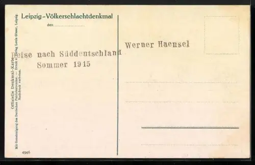 AK Leipzig, Völkerschlachtdenkmal, Ansicht des Denkmals mit See der Tränen