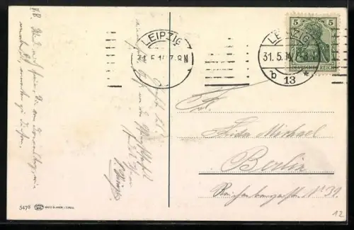 AK Leipzig, Völkerschlachtdenkmal aus der Vogelschau mit Fernblick