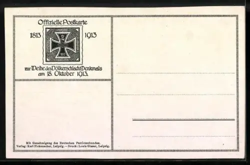 AK Leipzig, Völkerschlacht-Denkmal, 1813-1913, Gott mit uns, Feuerschalen