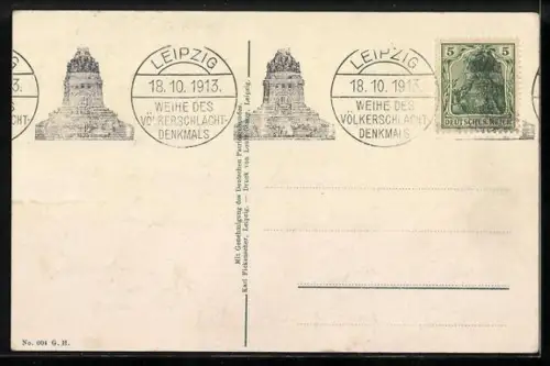 AK Leipzig, Völkerschlachtdenkmal 1913 aus der Vogelschau
