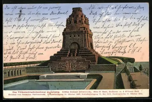 AK Leipzig, Völkerschlachtdenkmal, 1912 fertig gestellt, grösstes Denkmal Deutschlands