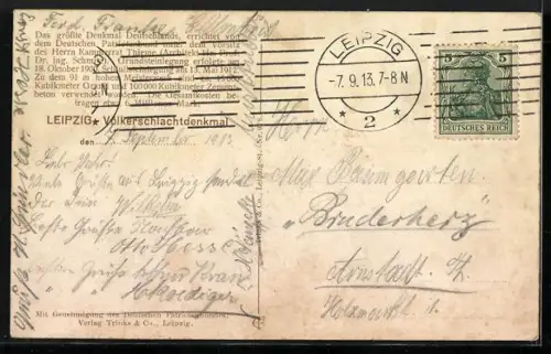 AK Leipzig, Völkerschlachtdenkmal, Vorderansicht