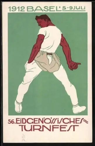 Künstler-AK Basel, 56. Eidgenössisches Turnfest 1912, Turner